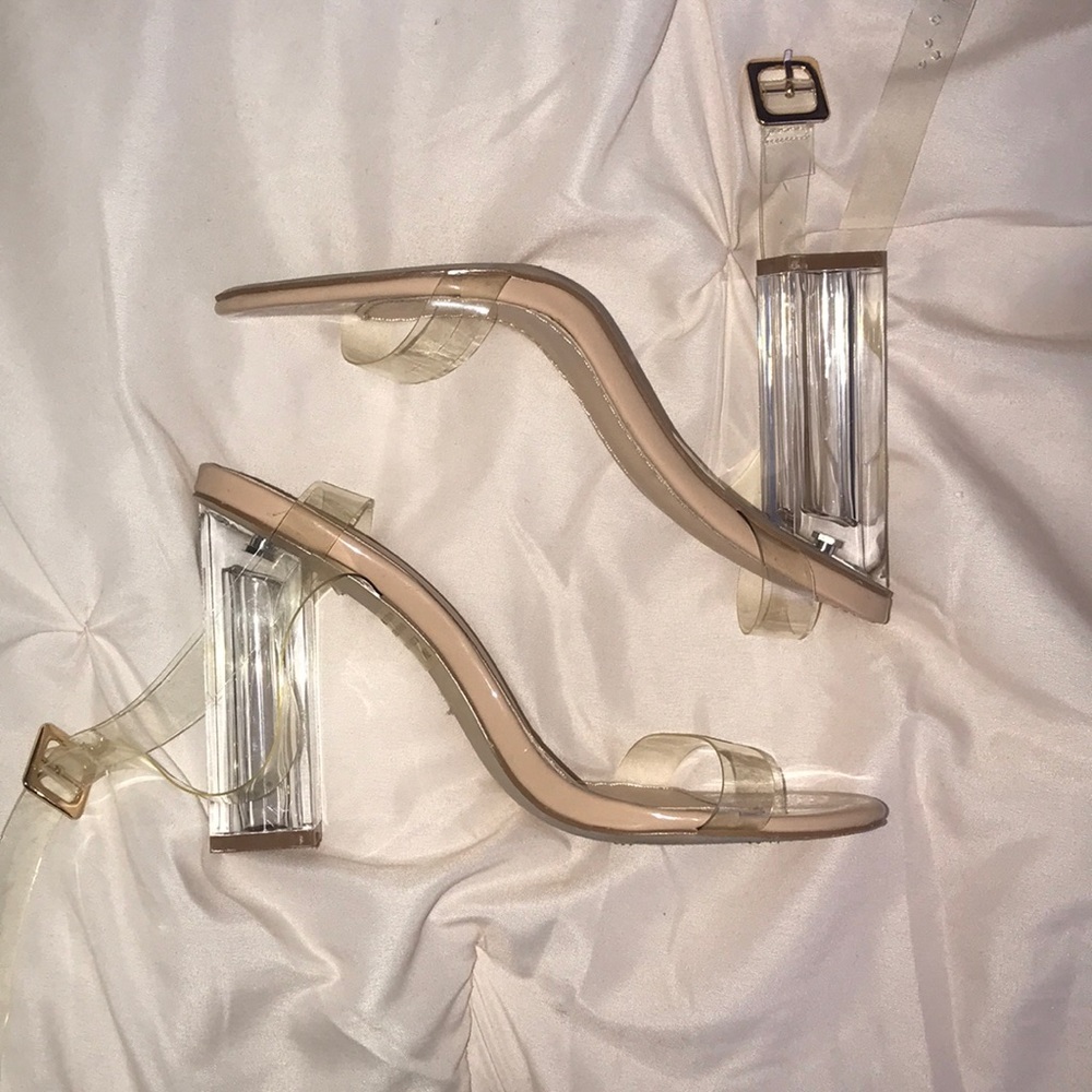 Fashion Nova clear strapped heeled sandals